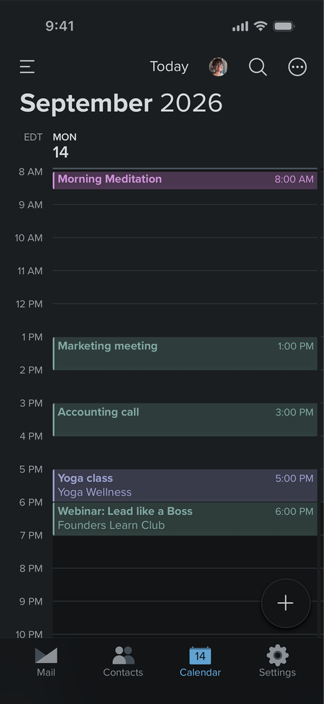 Screenshot of the Fastmail calendar app