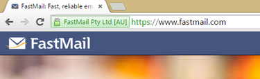 Green EV SSL badge reads FastMail Pty Ltd