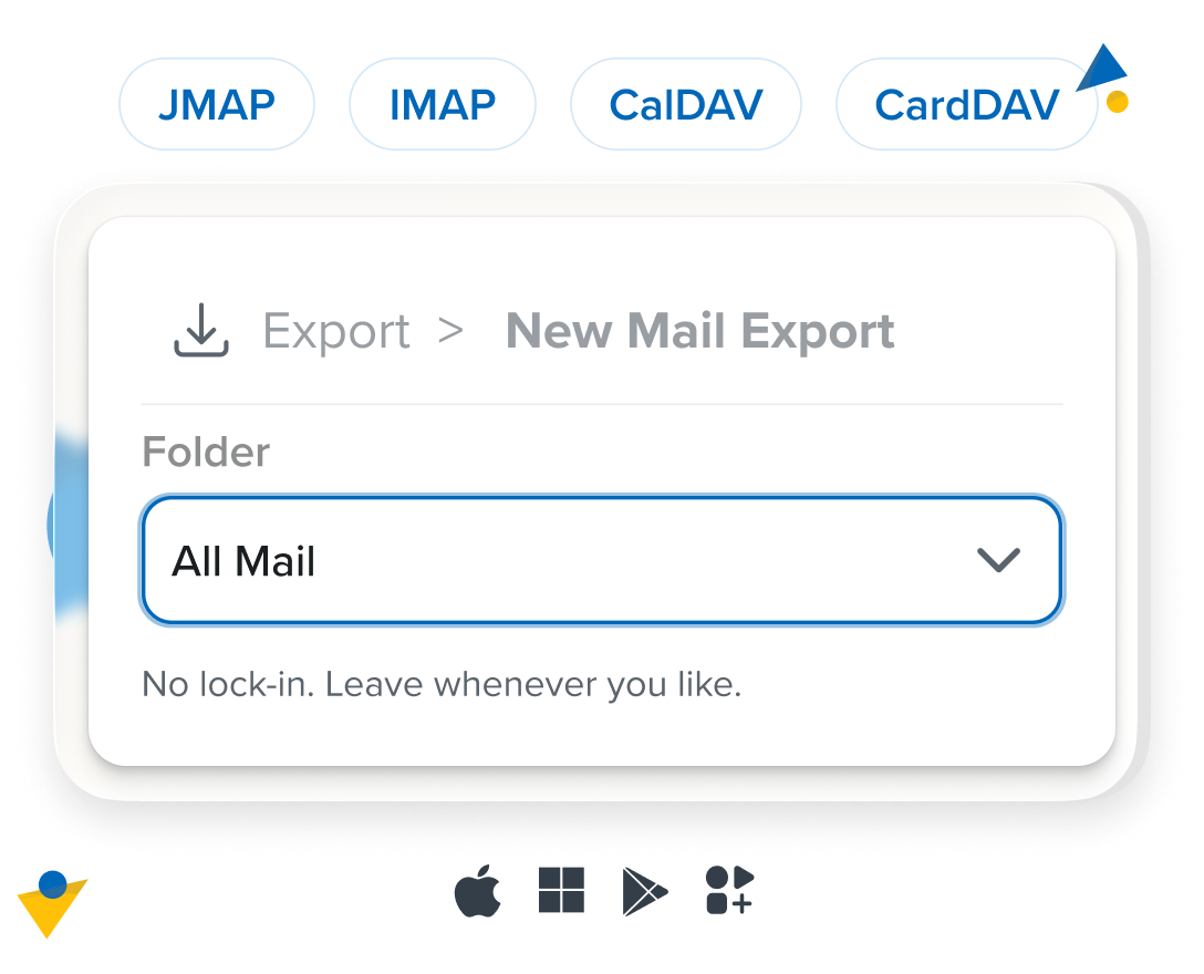 Fastmail account settings showing IMAP, CalDAV and CardDAV server details ready to copy into another app