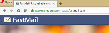 Green EV SSL badge reads FastMail Pty Ltd